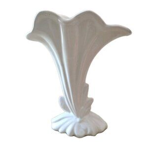 Vintage Bauer Ceramic White  Vase Speckled Vase 13”x11"